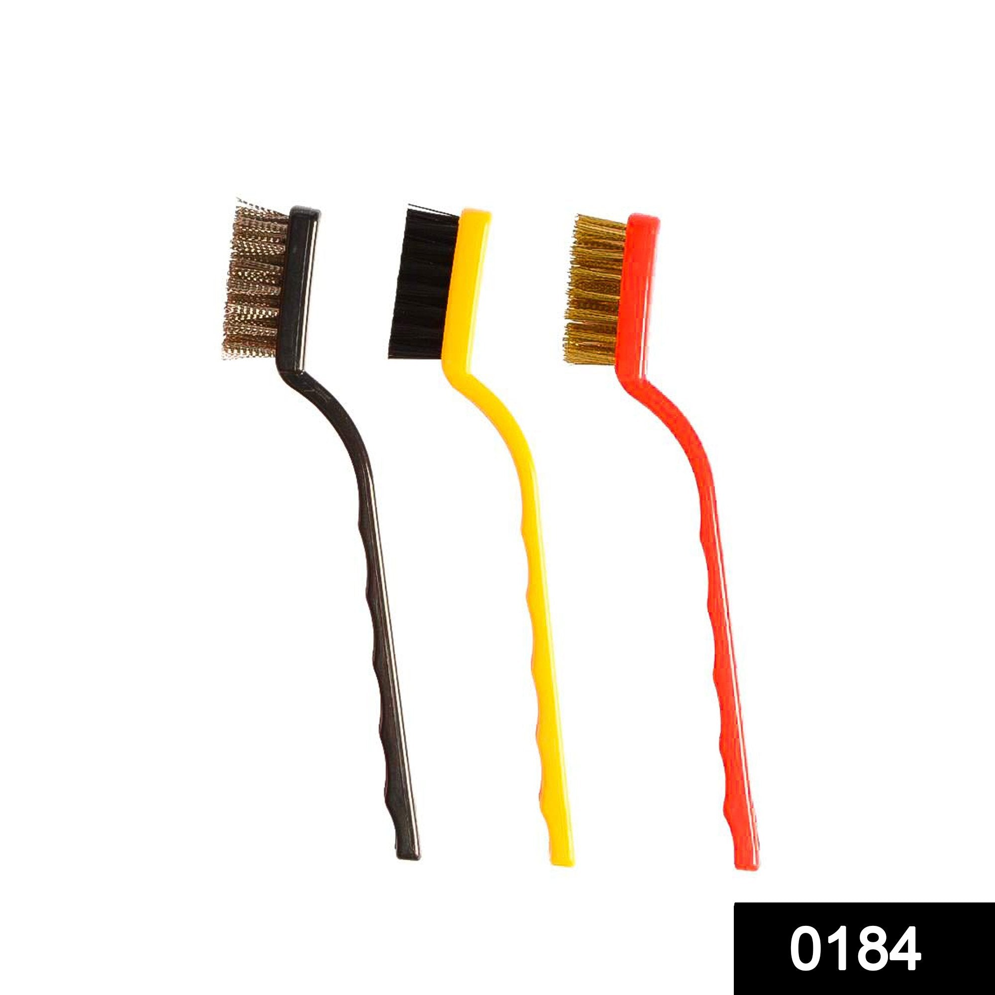 0184 -3 Pc Mini Wire Brush Set (Brass, Nylon, Stainless Steel Bristles) - SkyShopy 0184 -3 Pc Mini Wire Brush Set (Brass, Nylon, Stainless Steel Bristles) - SkyShopy